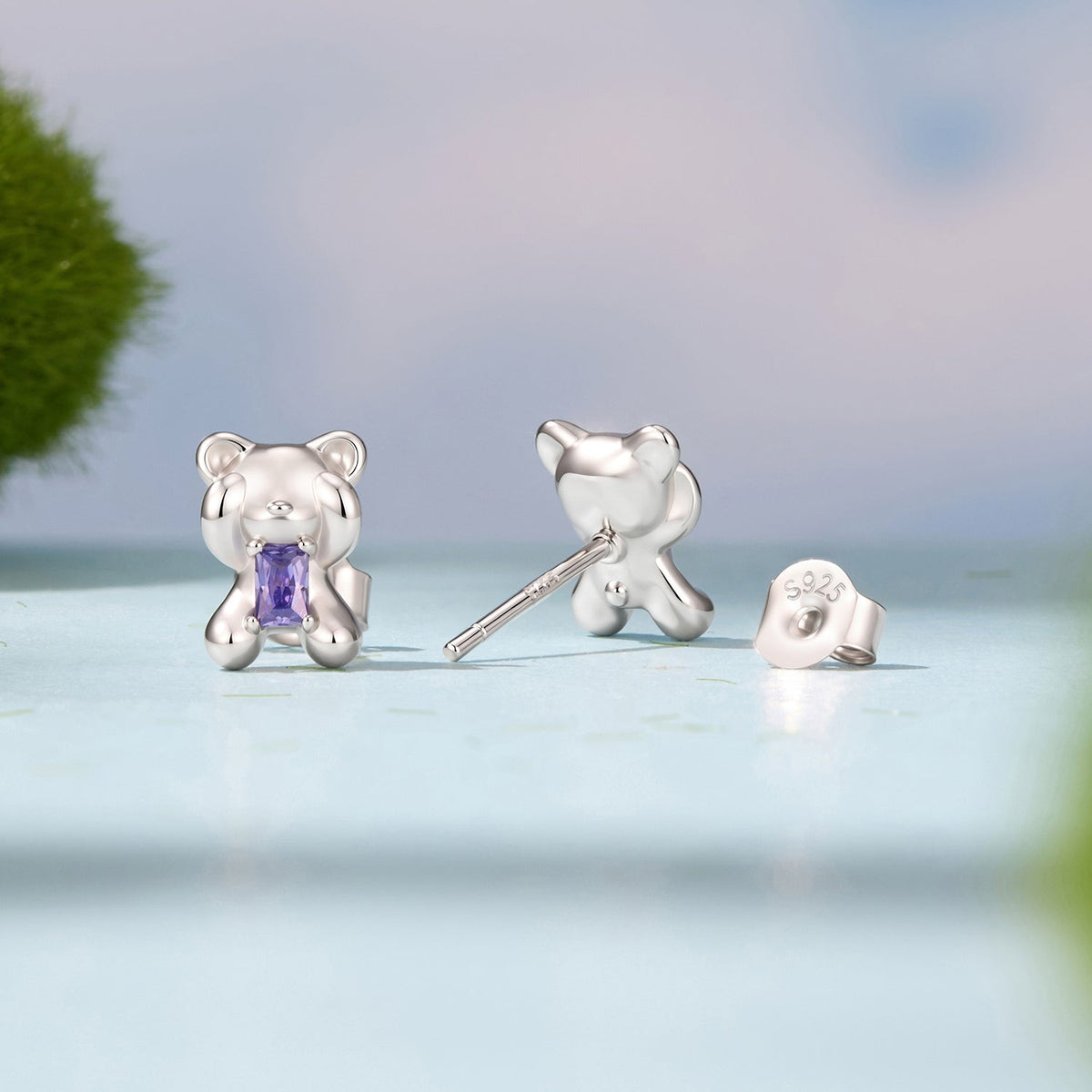 925 Sterling Silver White Gold Plated 0.9 x 0.6 cm Pavé CZ Earrings for Women