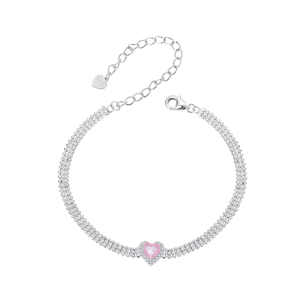 925 Sterling Silver White Gold Plated 8mm CZ Pendant Bracelet for Women