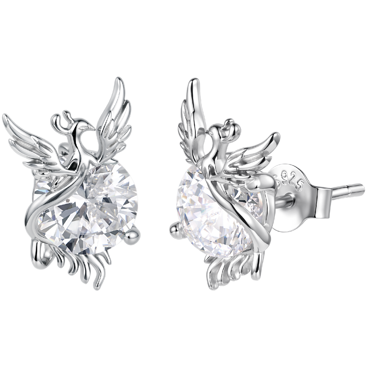 925 Sterling Silver White Gold Plated 1.4x0.9cm Pavé CZ Earrings for Women