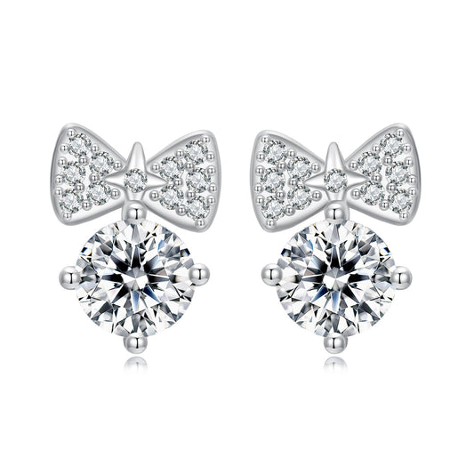 925 Sterling Silver Earrings with CZ and White Gold Plating for Women