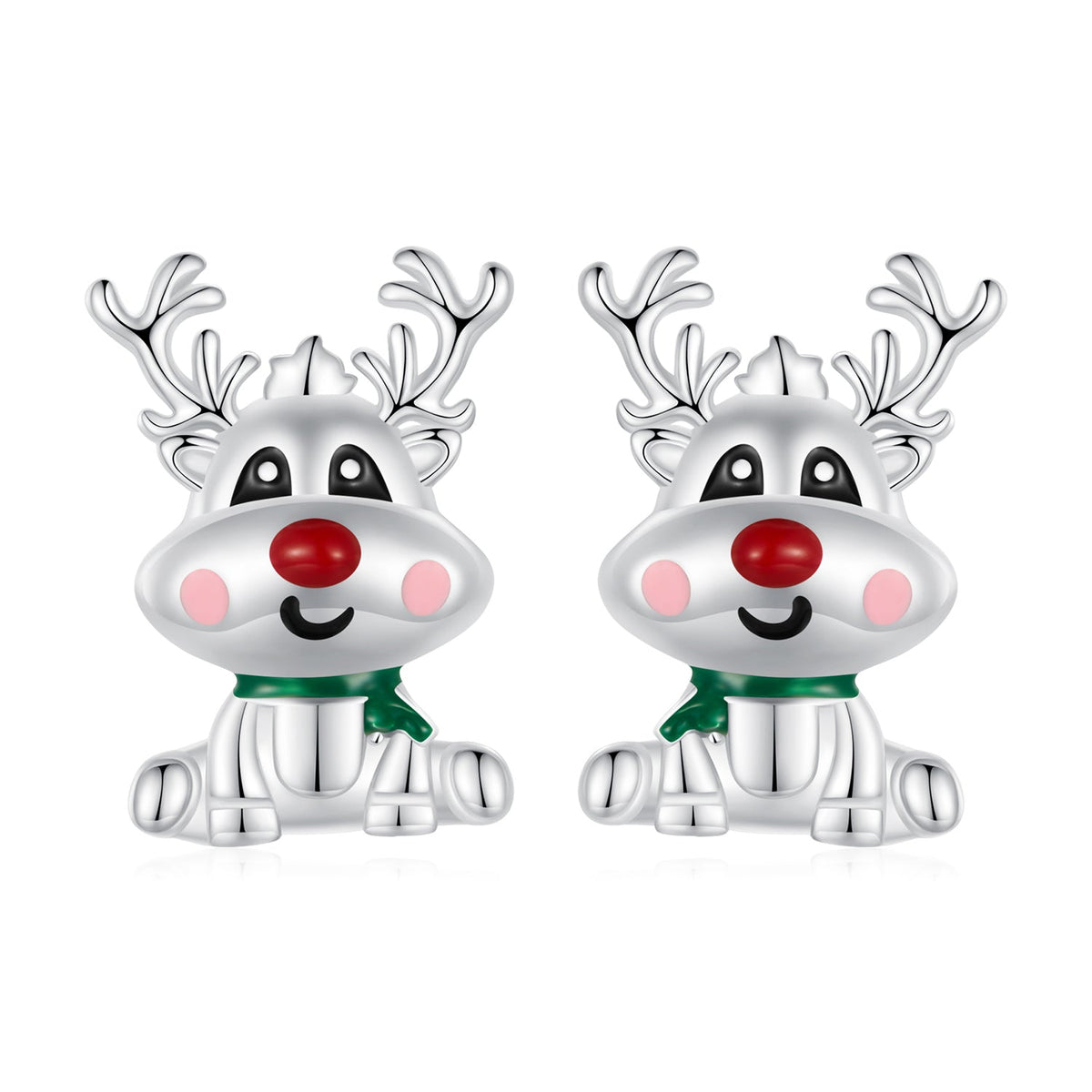 925 Sterling Silver Enamel Earrings 12x9mm