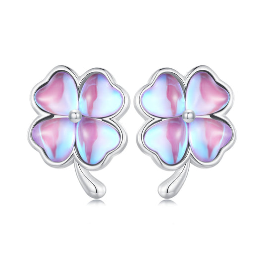 925 Sterling Silver Transparent Glass Earrings for Women