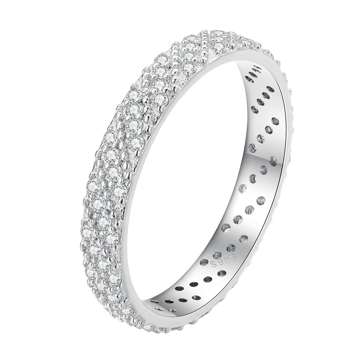 925 Sterling Silver Ring with Pavé Setting CZ for Women Size 6.0