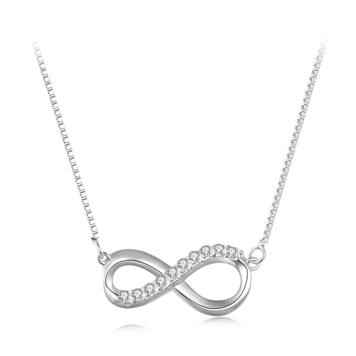 925 Sterling Silver Moissanite 1.5mm Necklace 400+50mm for Women