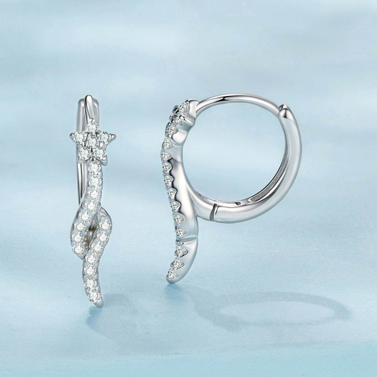 925 Sterling Silver Plated White Gold Earrings with CZ for Women