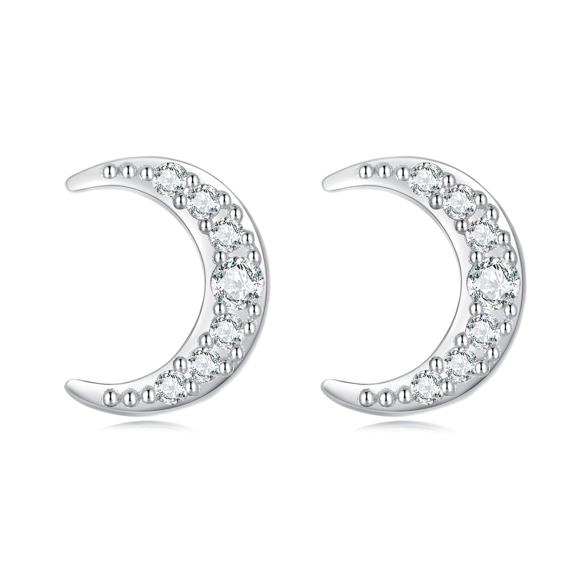 925 Sterling Silver Earrings with Pavé Setting CZ, 0.8*0.6cm for Women