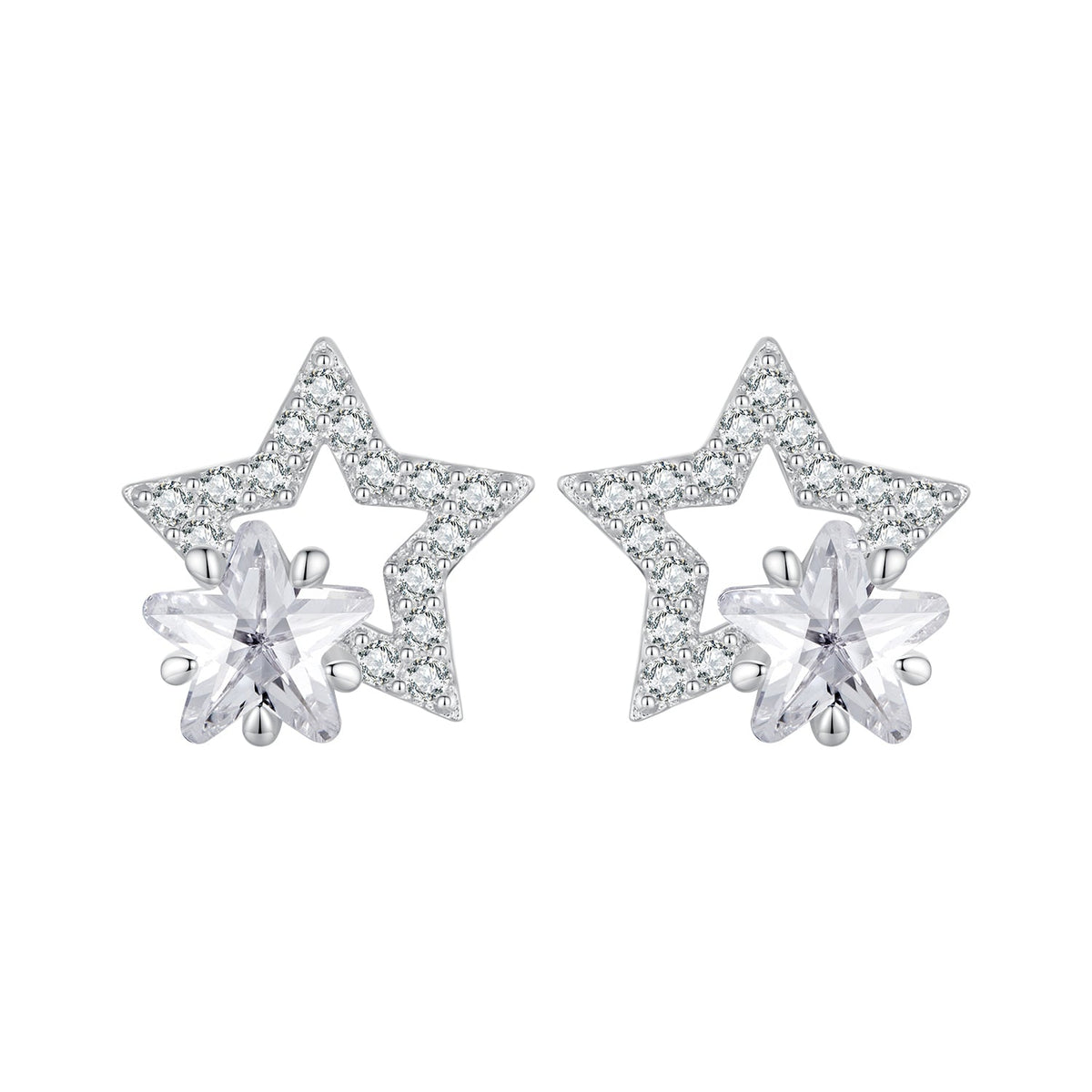925 Sterling Silver Earrings 9x9mm with Pavé Setting CZ for Women