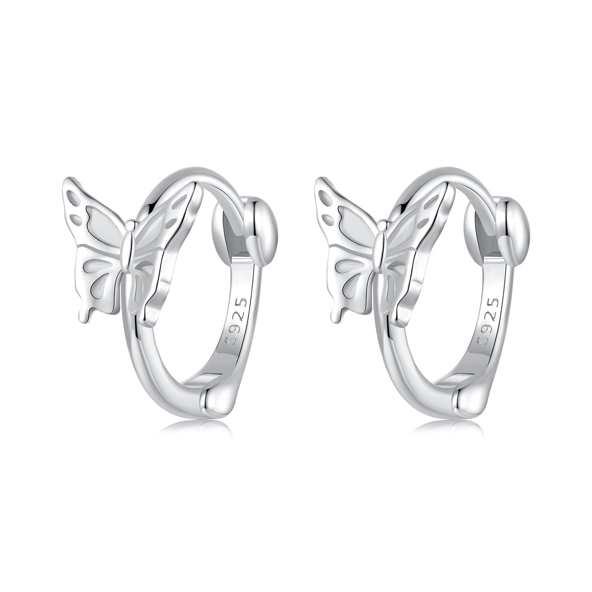 925 Sterling Silver Earrings with White Gold Plating, 1.1x0.7 cm, for Women