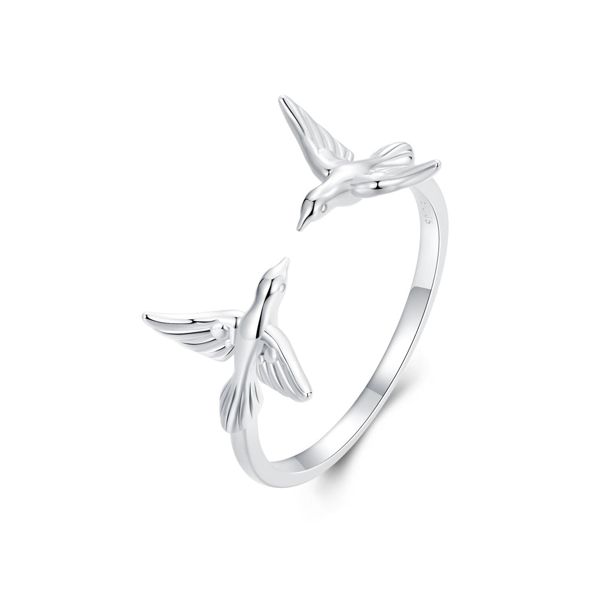 925 Sterling Silver Ring with White Gold Plating, 1.5mm Width
