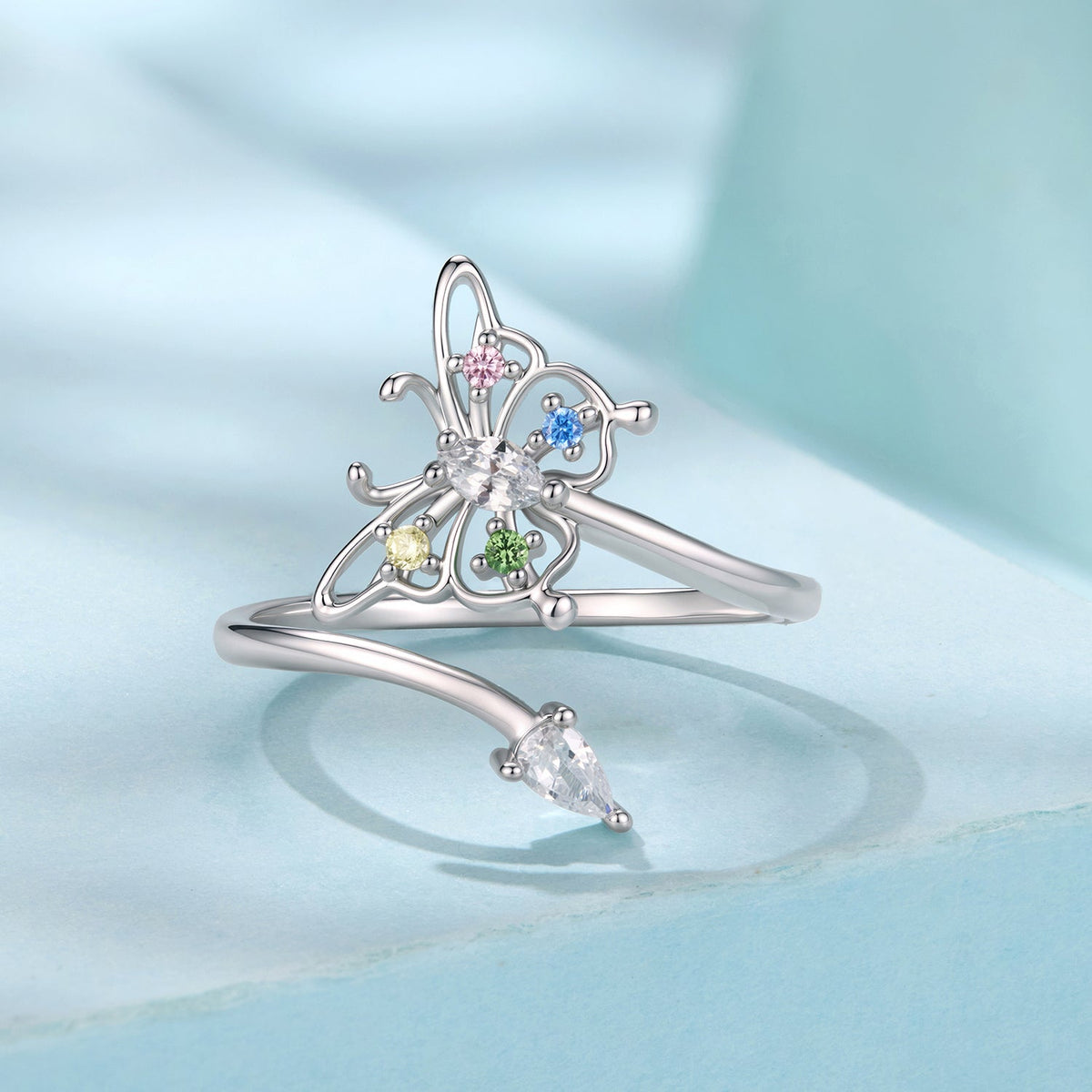 925 Sterling Silver White Gold Plated CZ Pavé Size E Ring for Women