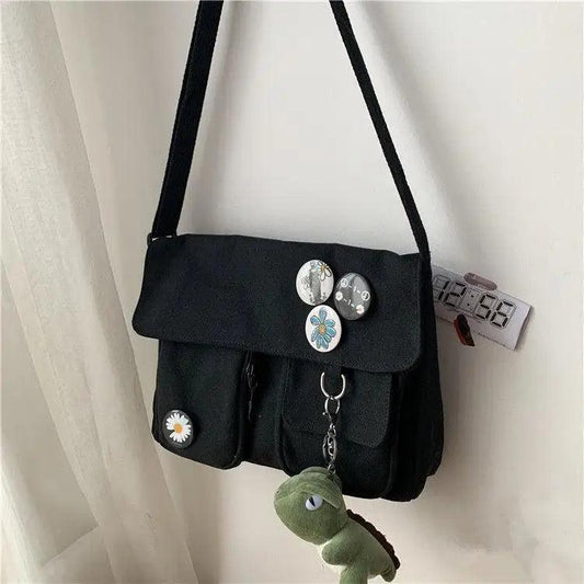 Durable Canvas Diagonal Cross Bag Youth Fashion And Casual Version Ladies Large Capacity Shoulder Bag For Women And Girls