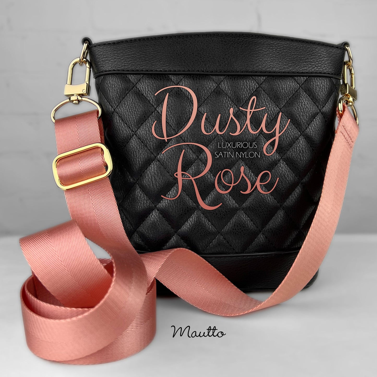 Luxurious Satin Nylon Strap - Wide/Comfy Shoulder to Crossbody Length - Adjustable (34-55 inches) - Gold-tone & Antique Gold Connector Options