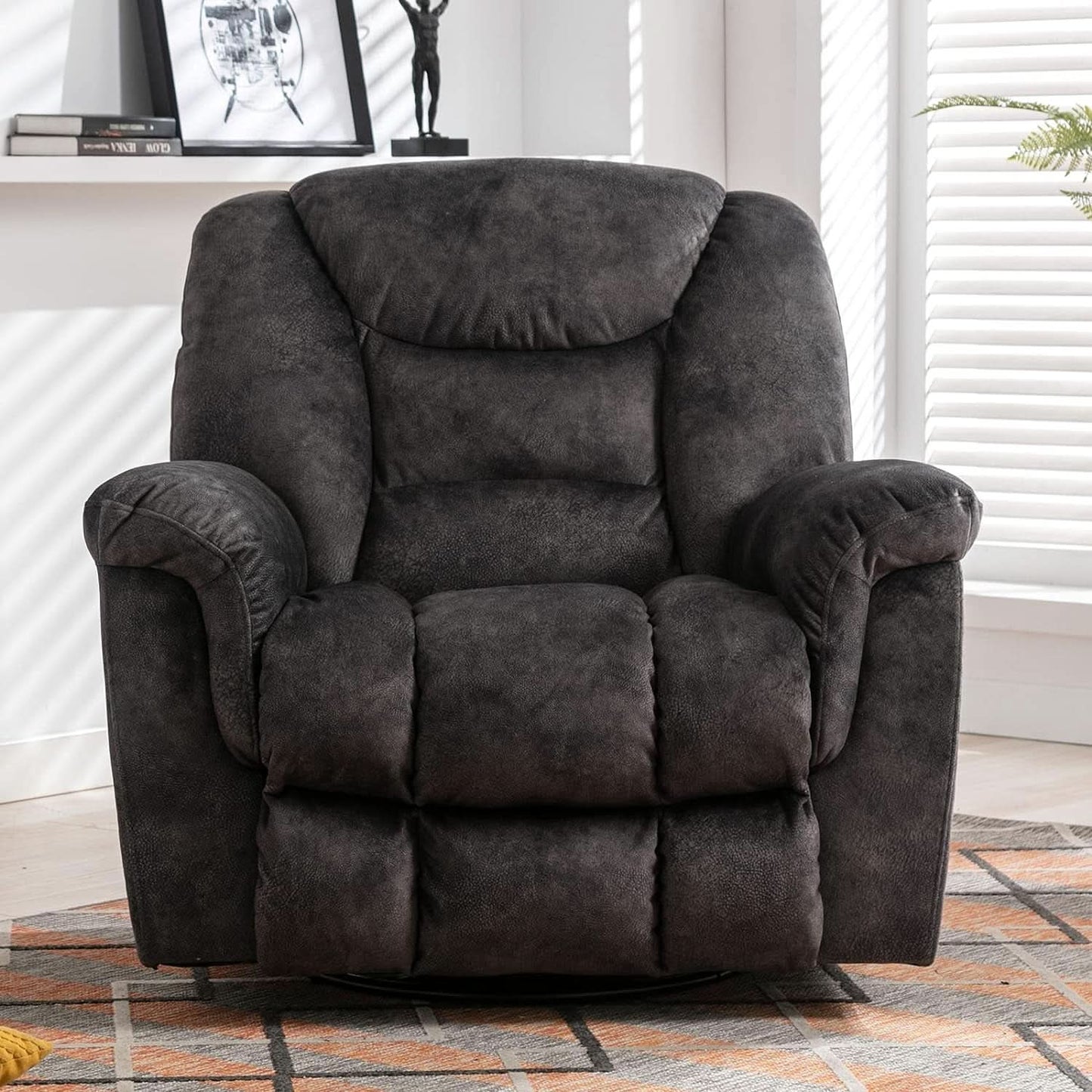 Oversized Swivel Recliner With Extra Wide Seat For Big And Tall