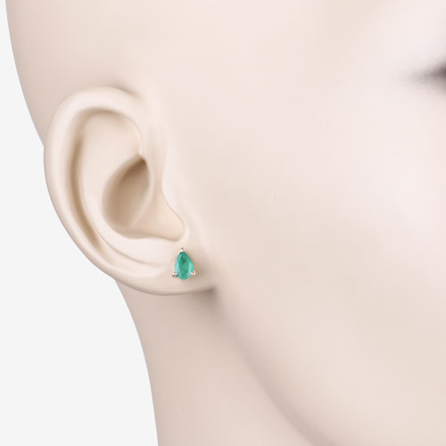 0.70 Carat Genuine Zambian Emerald 10K Yellow Gold Earrings
