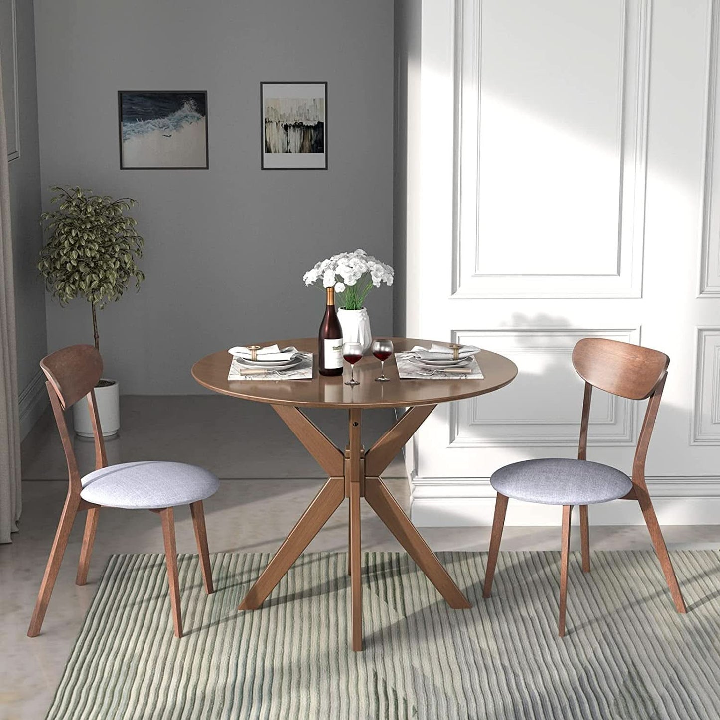 Round Dining Table Set 36 Inch With Cushioned Chairs