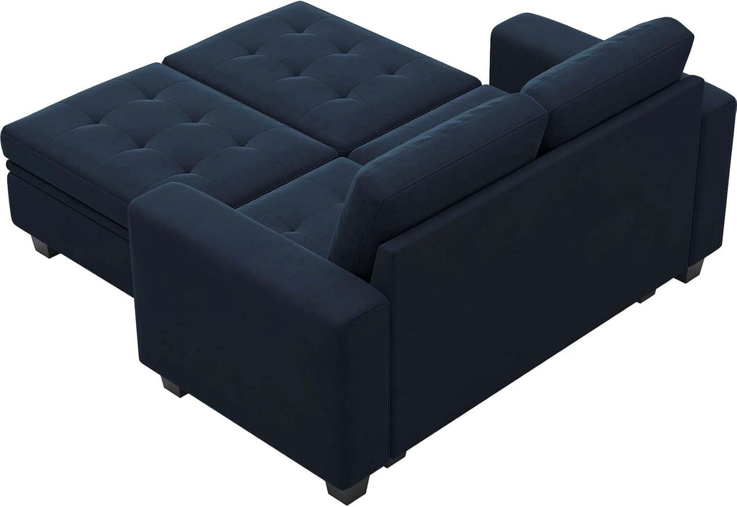 Velvet Modular Sectional Sofa With Storage Sleeper Blue