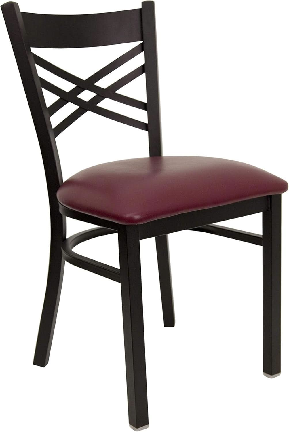Set of 2 Hercules Burgundy Vinyl XBack Metal Dining Chairs for Restaurants Durable Steel Frame