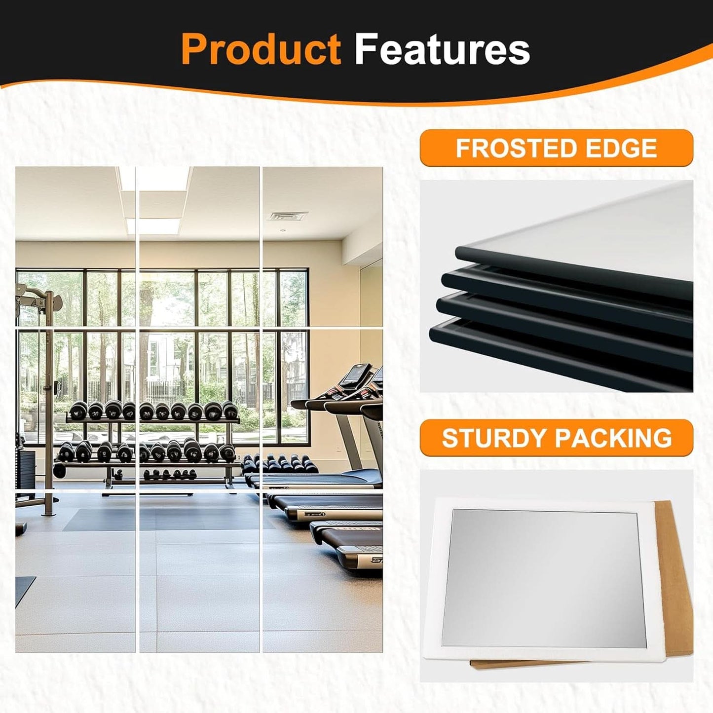 Frameless Full Length Mirror Tiles 16x12 Inch Wall Set