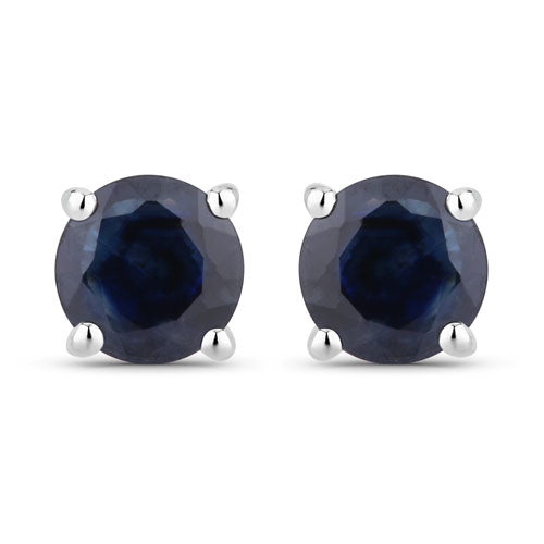 1.30 Carat Genuine Blue Sapphire 10K White Gold Earrings
