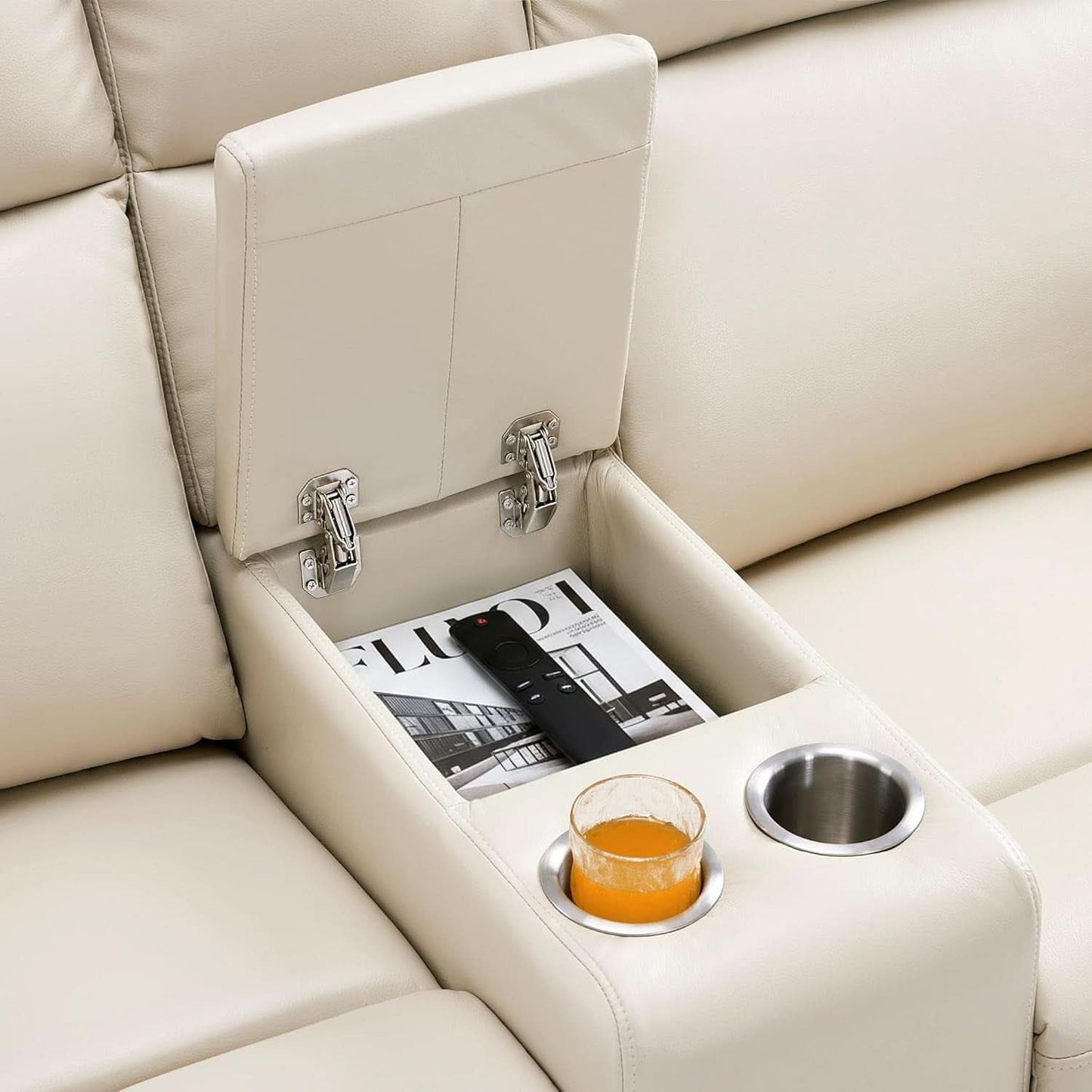 65.7-Inch Zero Wall Recliner Loveseat With Console