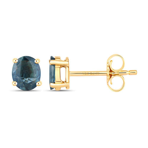 0.68 Carat Genuine Blue Sapphire 10K Yellow Gold Earrings