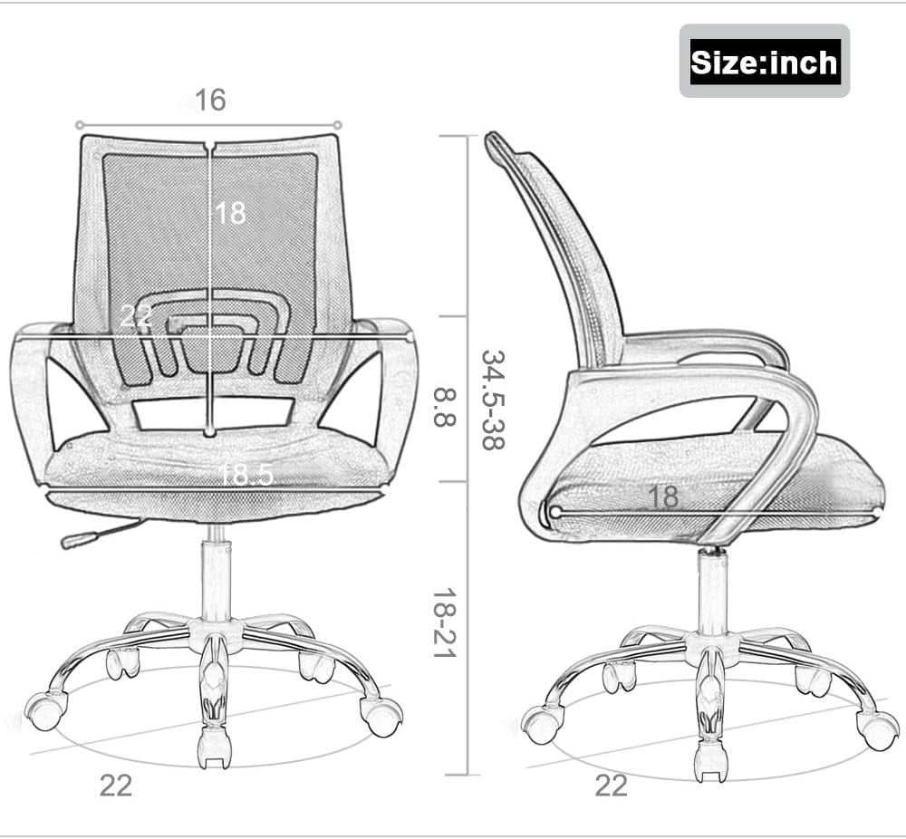 Ergonomic Mesh Office Chair With Lumbar Support Grey