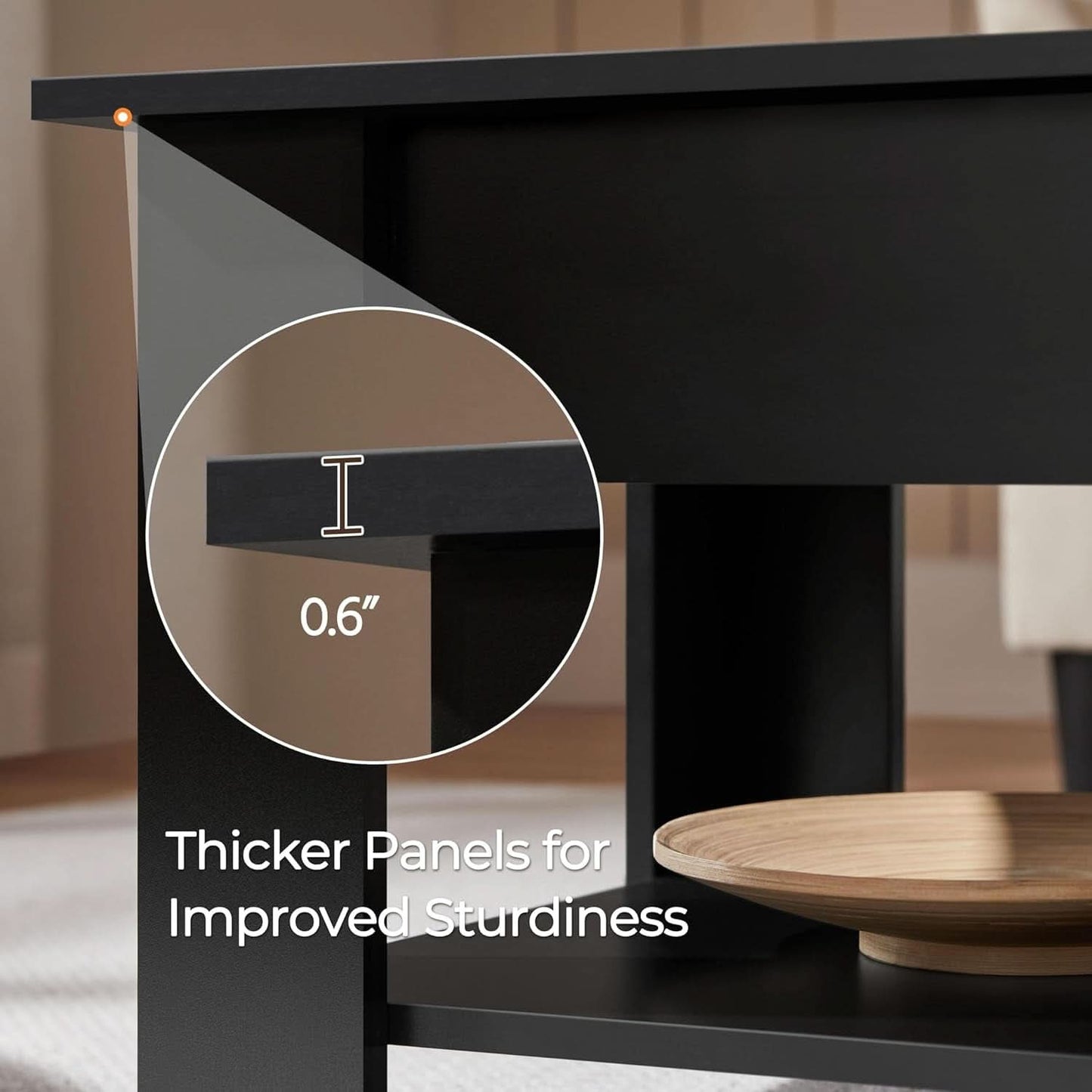 Lift Top Coffee Table With Hidden Compartment 47.5 Inch