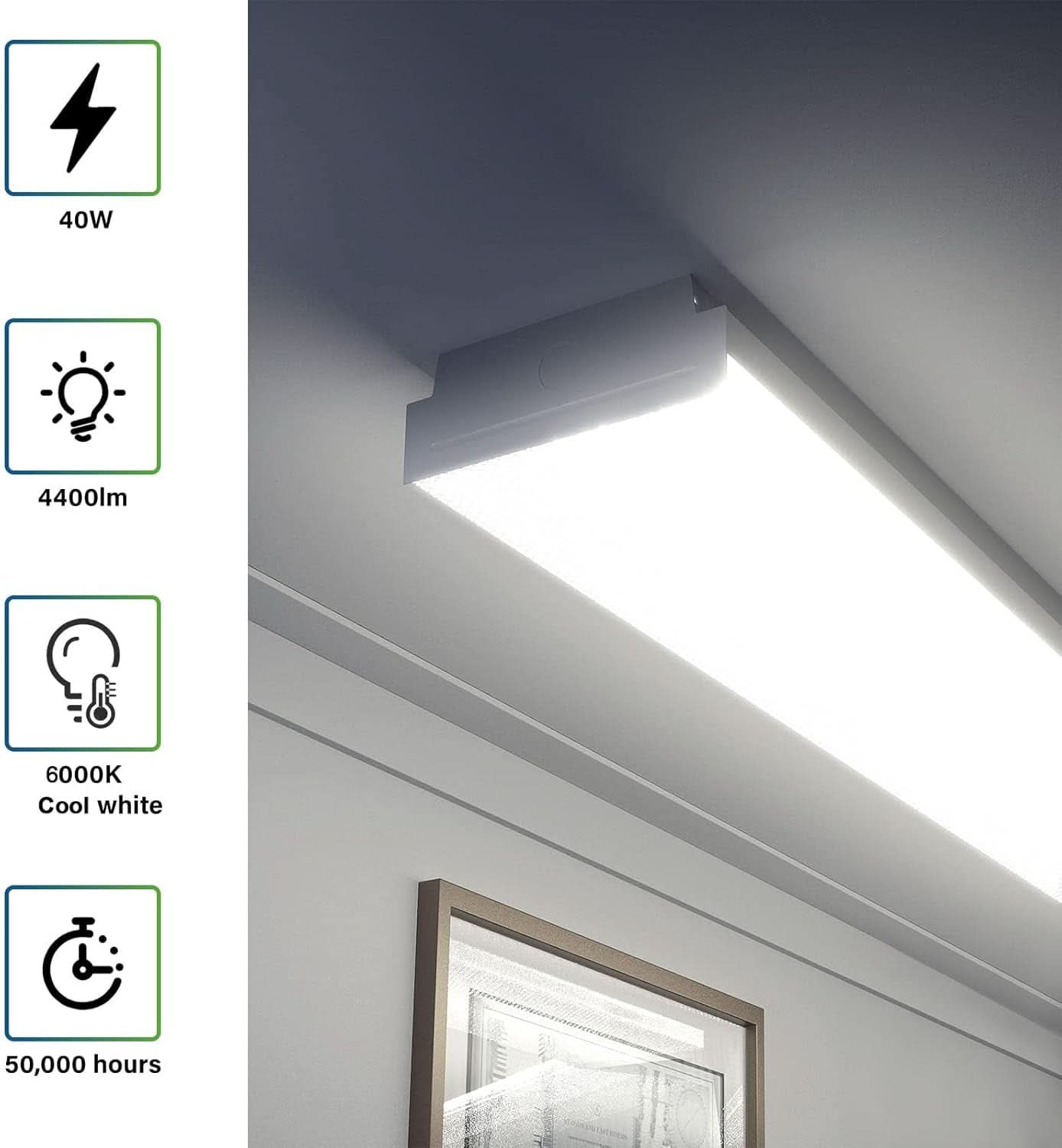 4Ft LED Wraparound Shop Lights 6000K 4400 Lumens 4 Pack