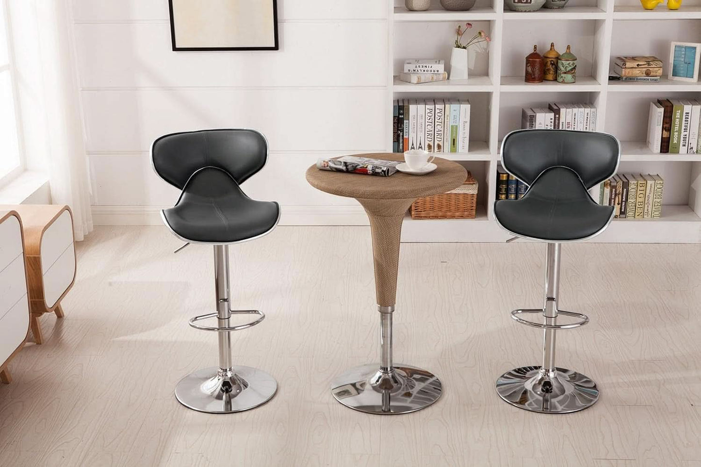 Masaccio Grey Leatherette Airlift Swivel Barstool Set of 2