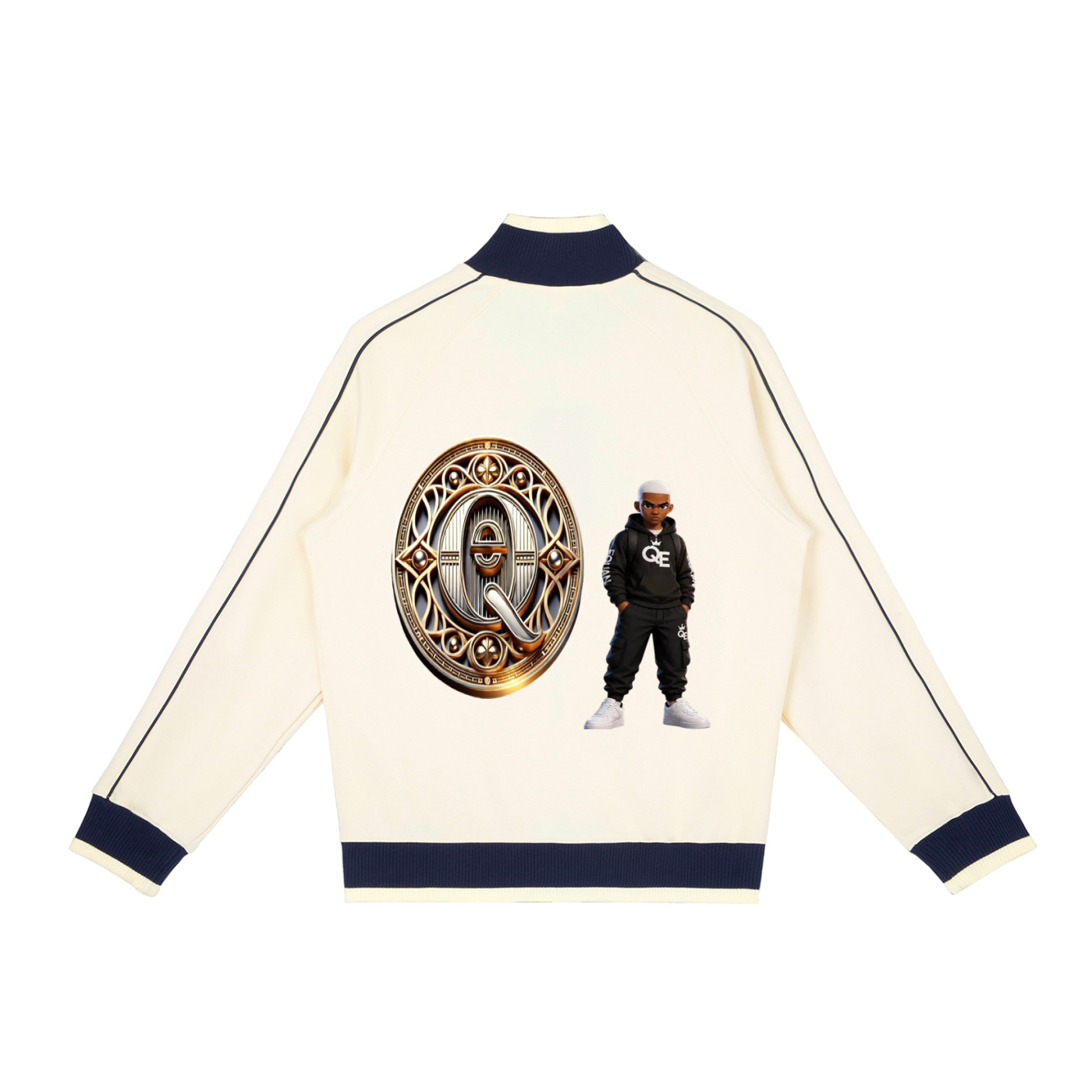 QE Patches Color Block Raglan Sleeve Zip Track Jacket
