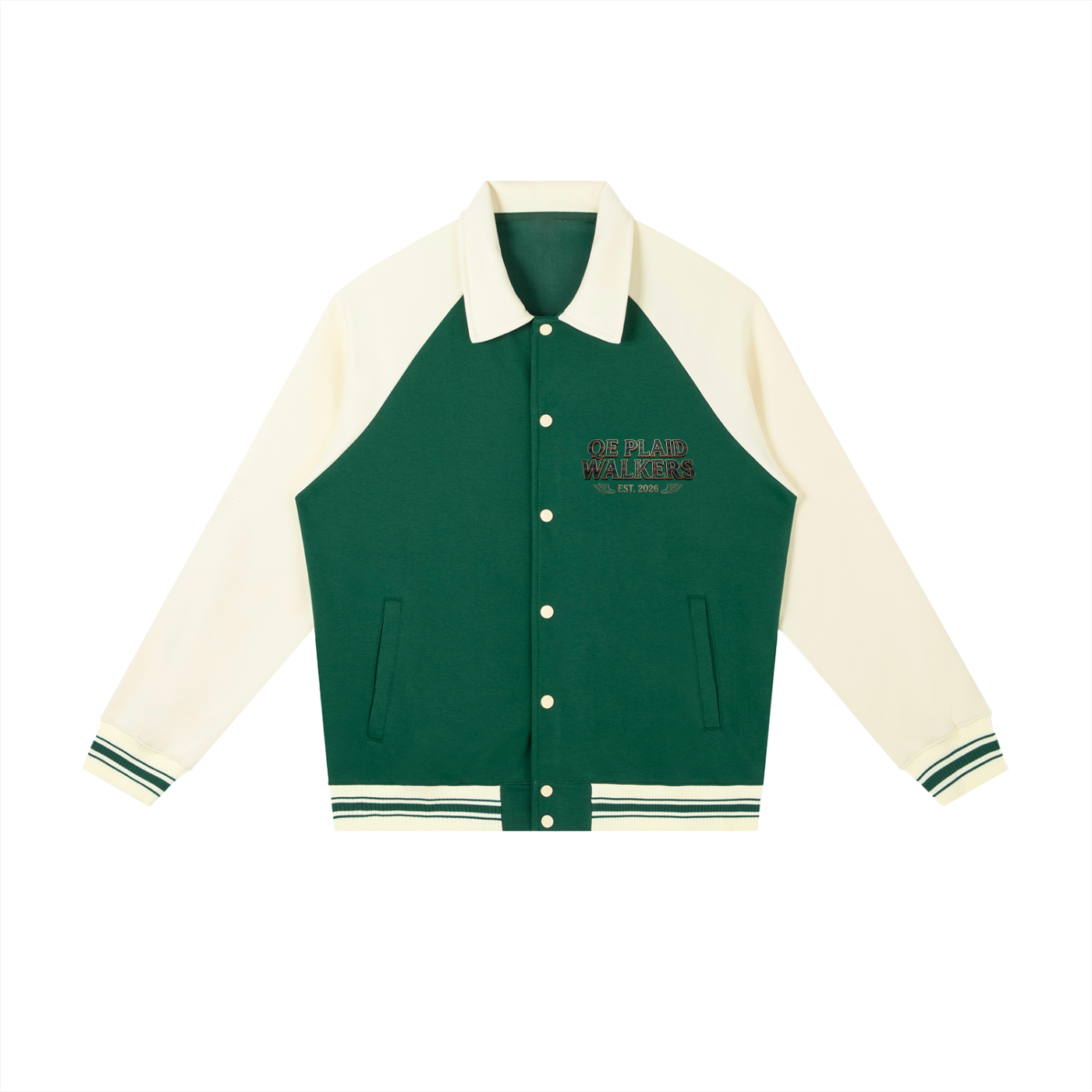 QE Plaid Walkers Sleeve Baseball Jacket