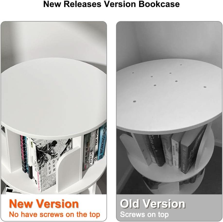 Rotating Bookshelf 2 Tier White Narrow Corner Swivel