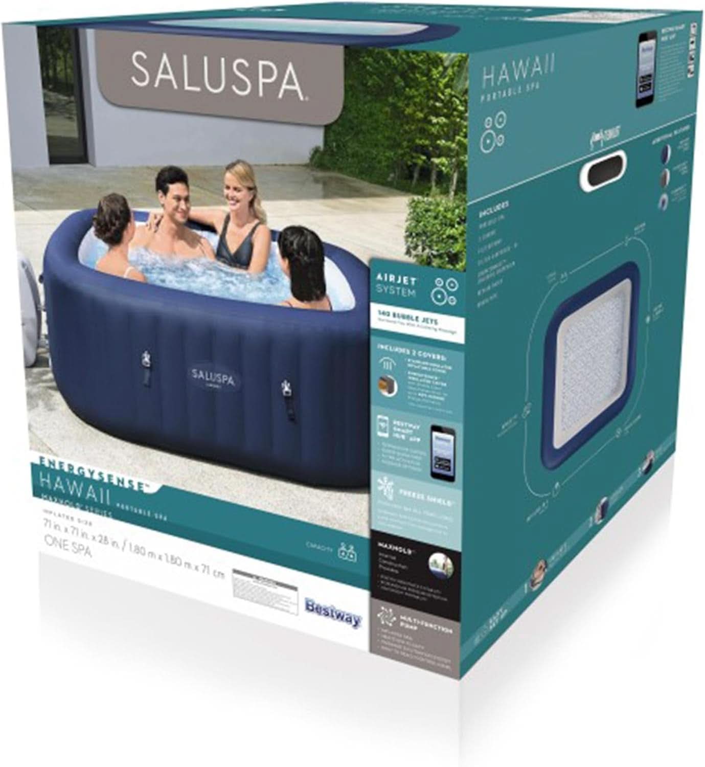 SaluSpa Hawaii AirJet Hot Tub 4 To 6 Person 140 Jets EnergySense Cover