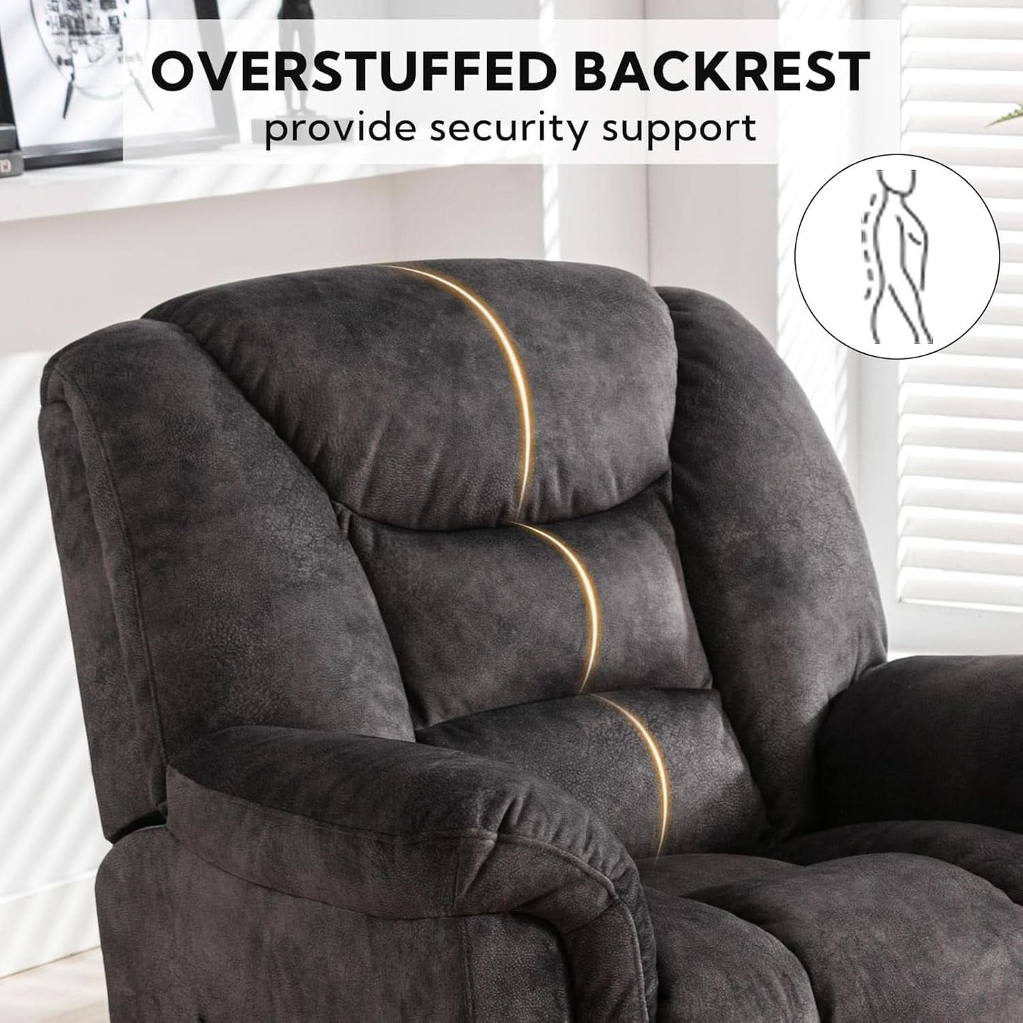 Oversized Swivel Recliner With Extra Wide Seat For Big And Tall