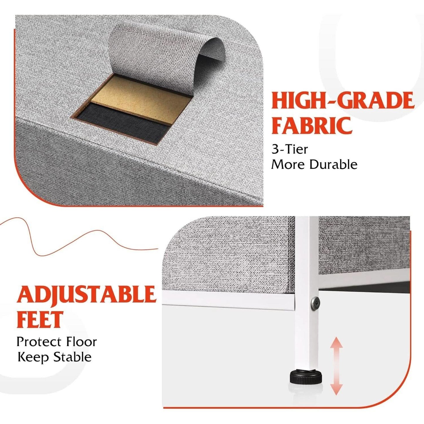 Light Grey Fabric Dresser With Four Drawers For Bedroom