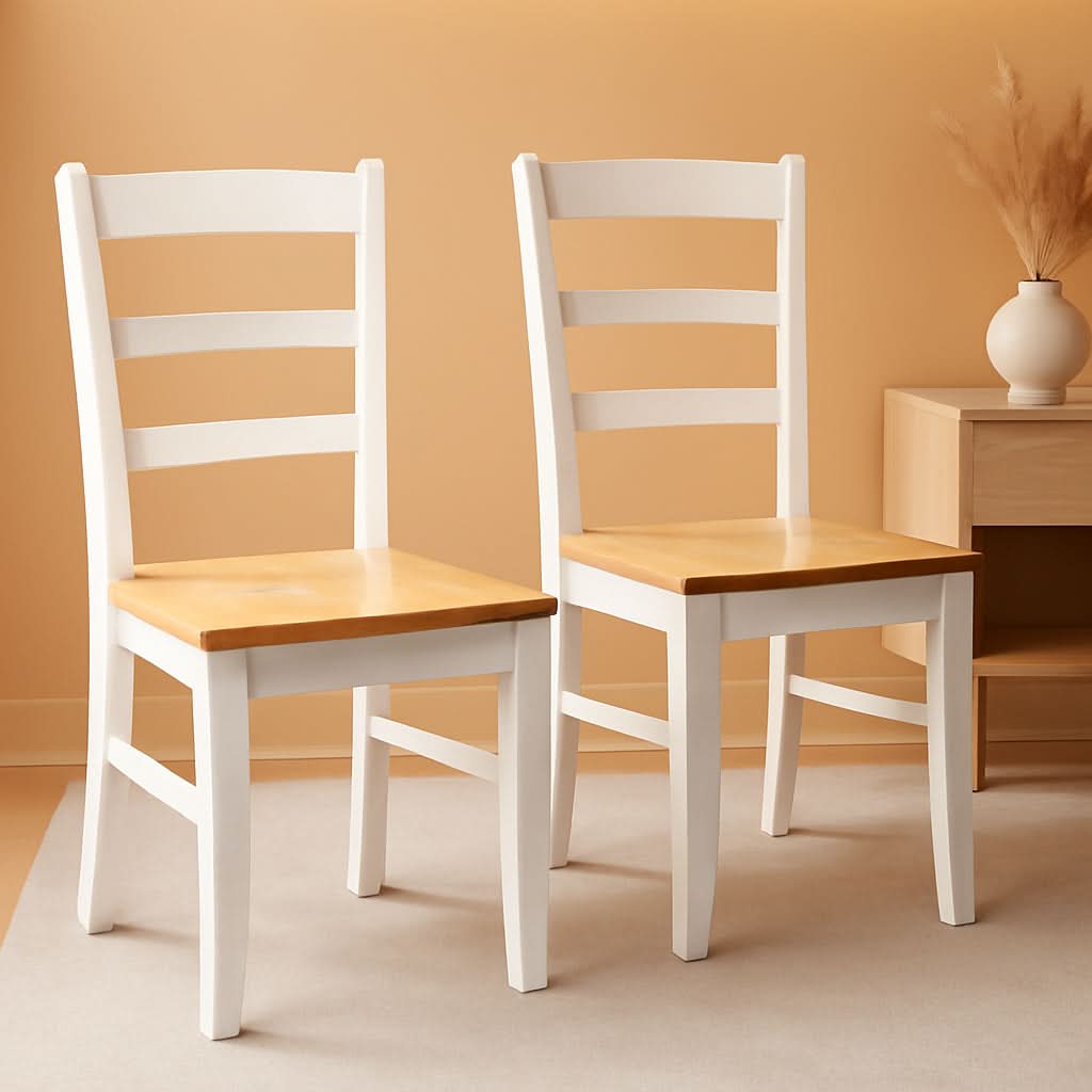 Madrid Ladderback Dining Chairs Parawood Construction White Natural