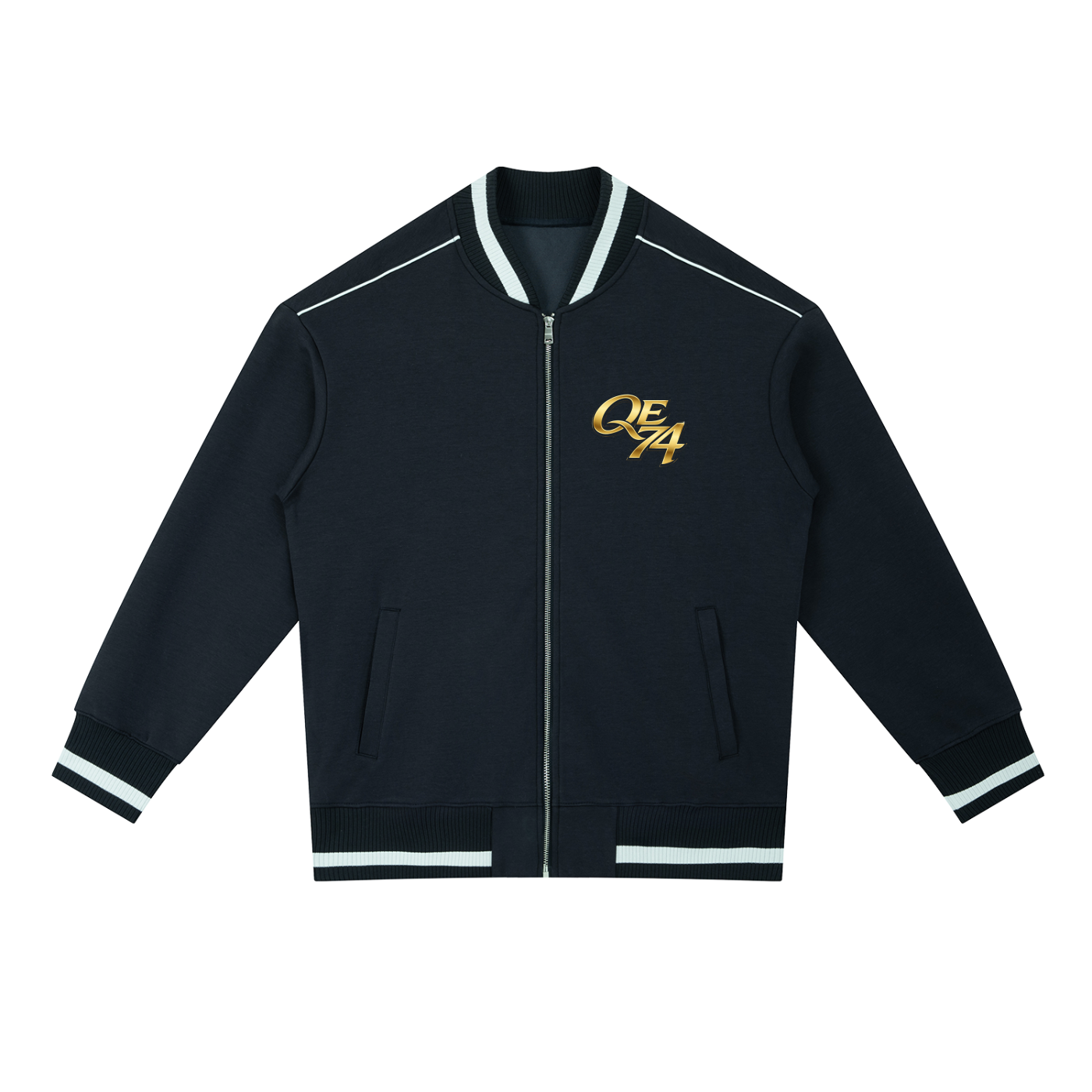 QE 74 Contrast Piping Zip Bomber Jacket