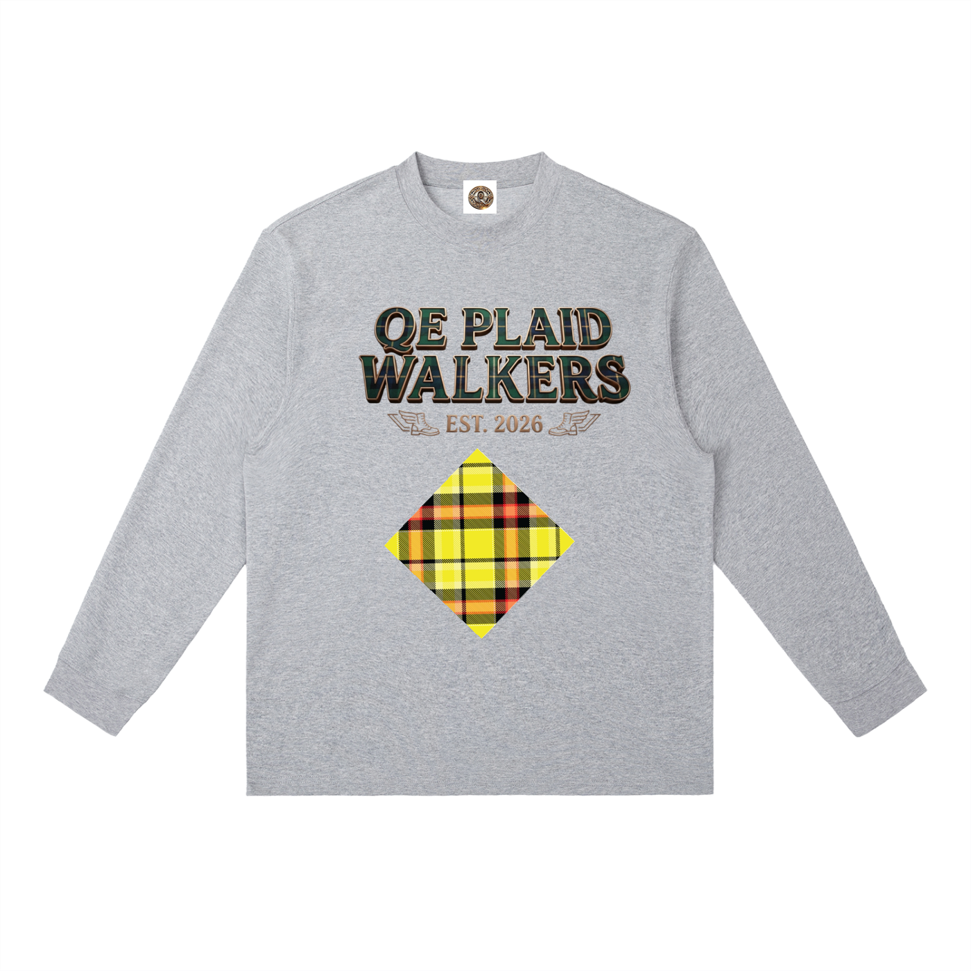 QE Plaid Walkers Essential Crewneck Long-Sleeve T-Shirt