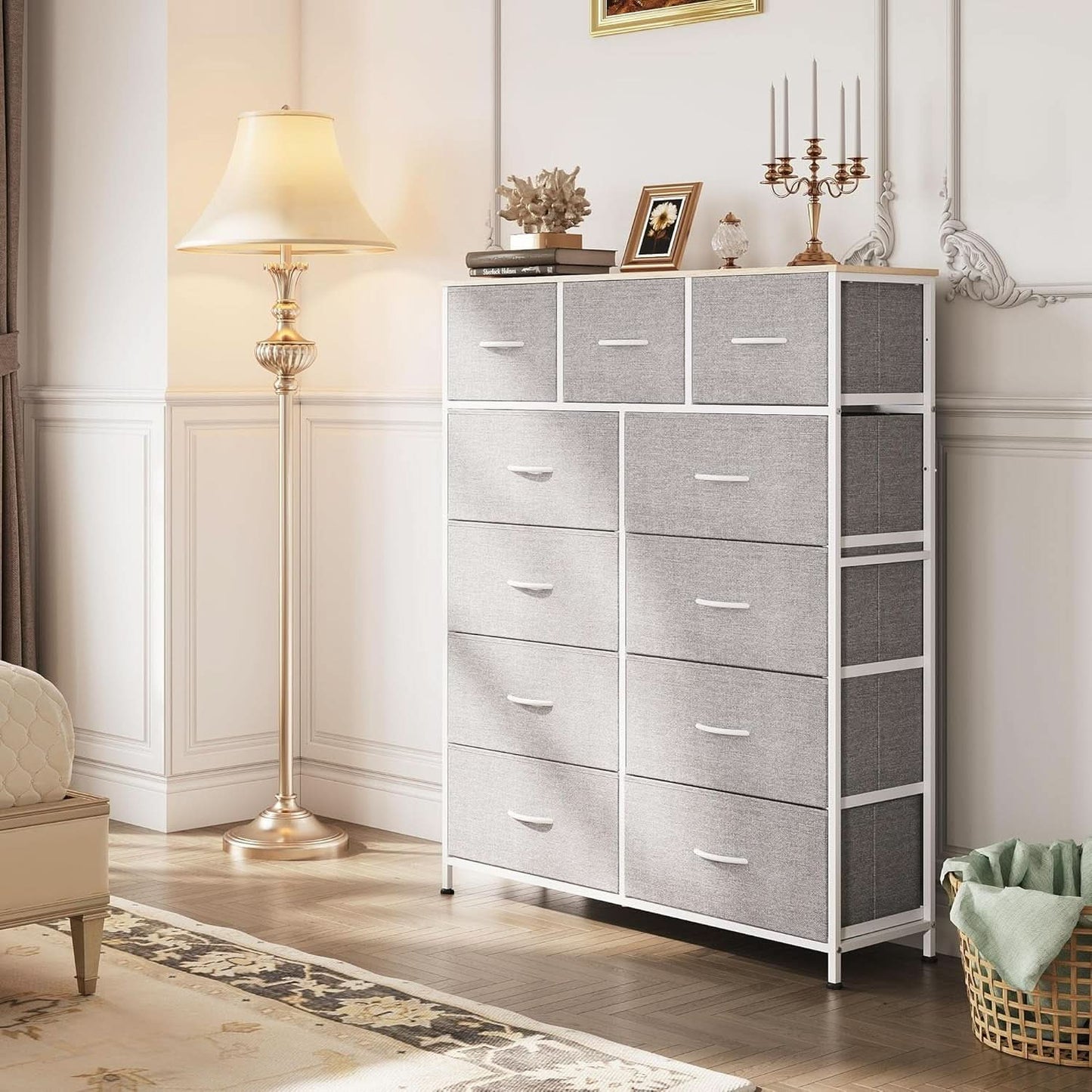 Tall Fabric Dresser Storage Tower With 11 Deep Drawers
