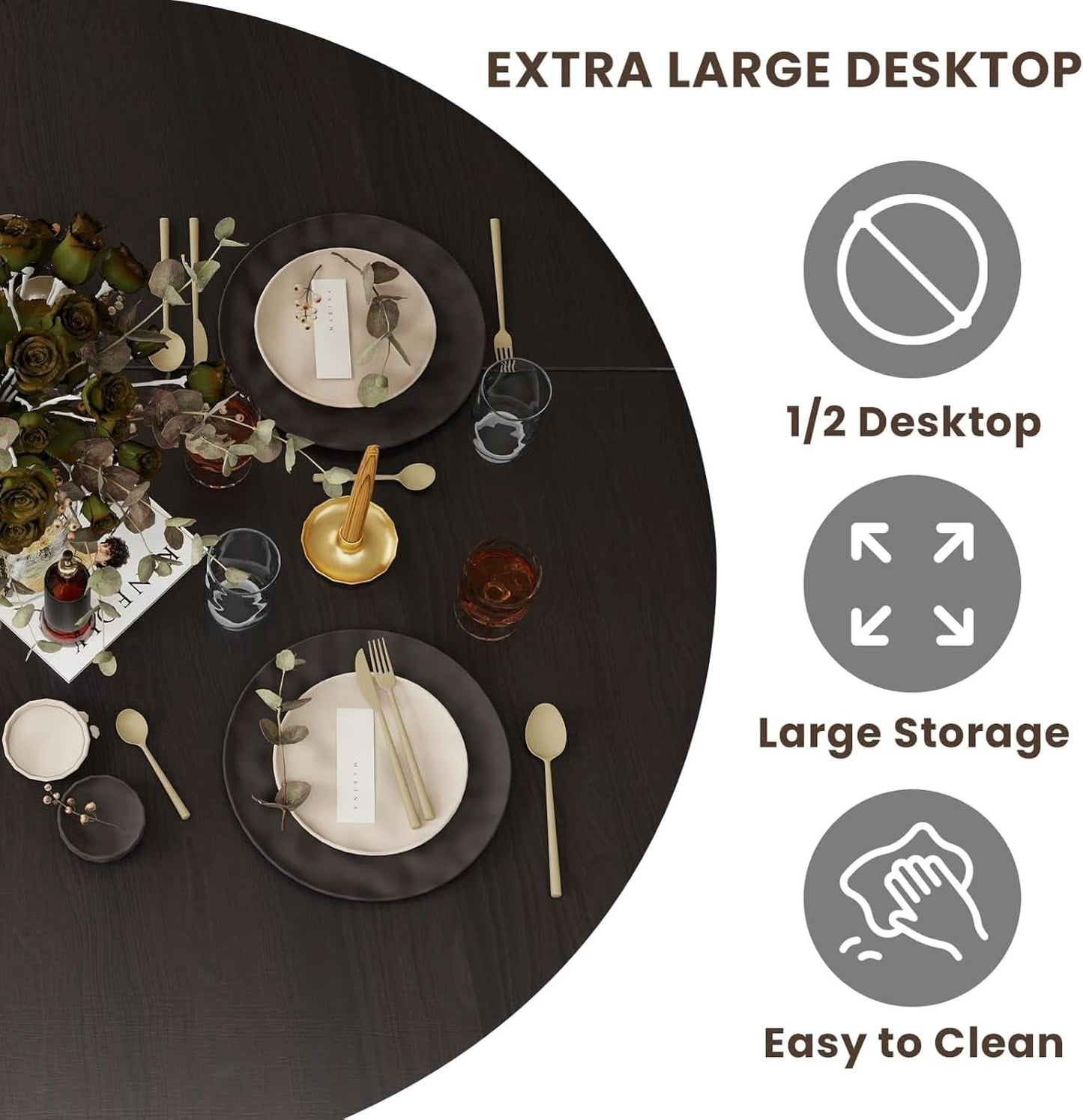 Round Dining Table Featuring Concealed Storage Black
