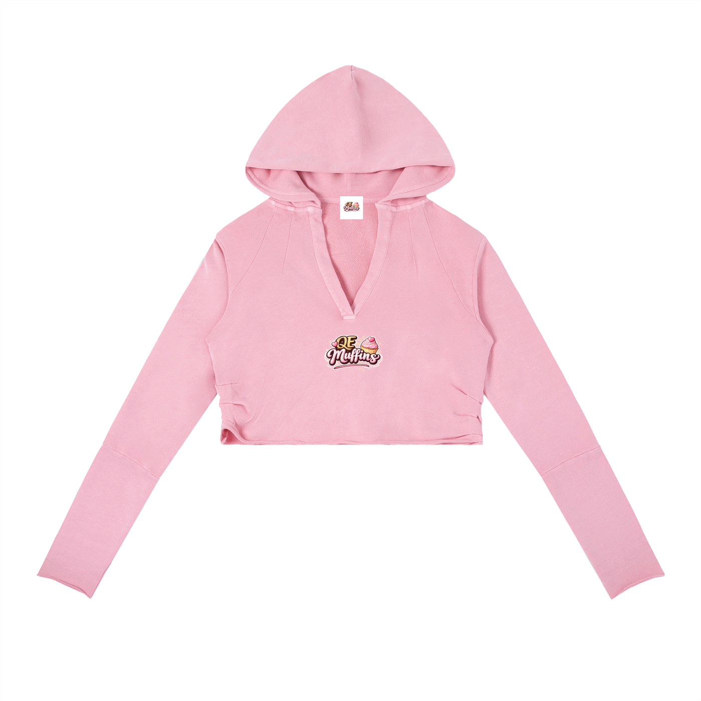 QE Muffins Vintage Washed Raw Edge Hoodie