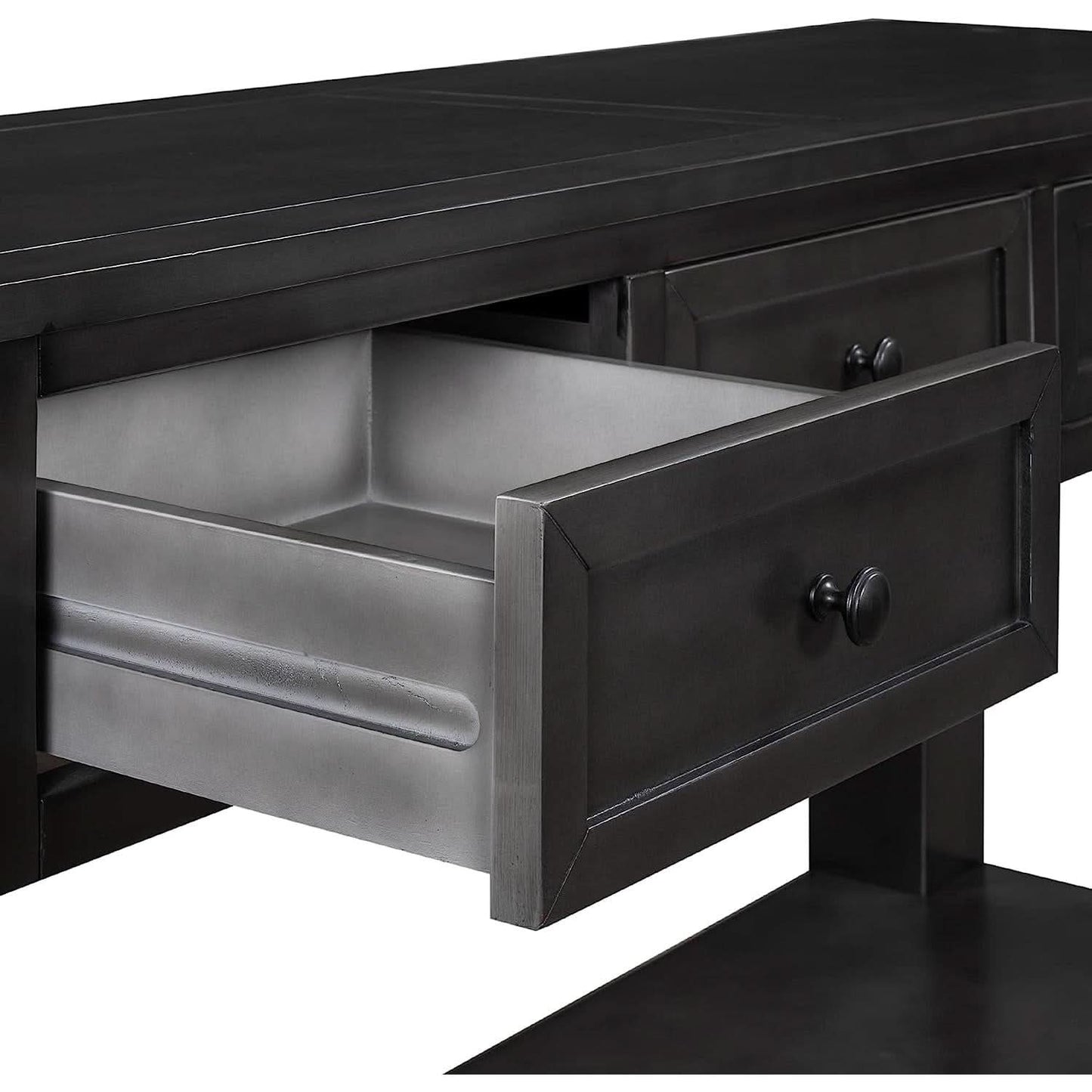 Black Console Table 55In Wide With 3 Drawers And Shelf