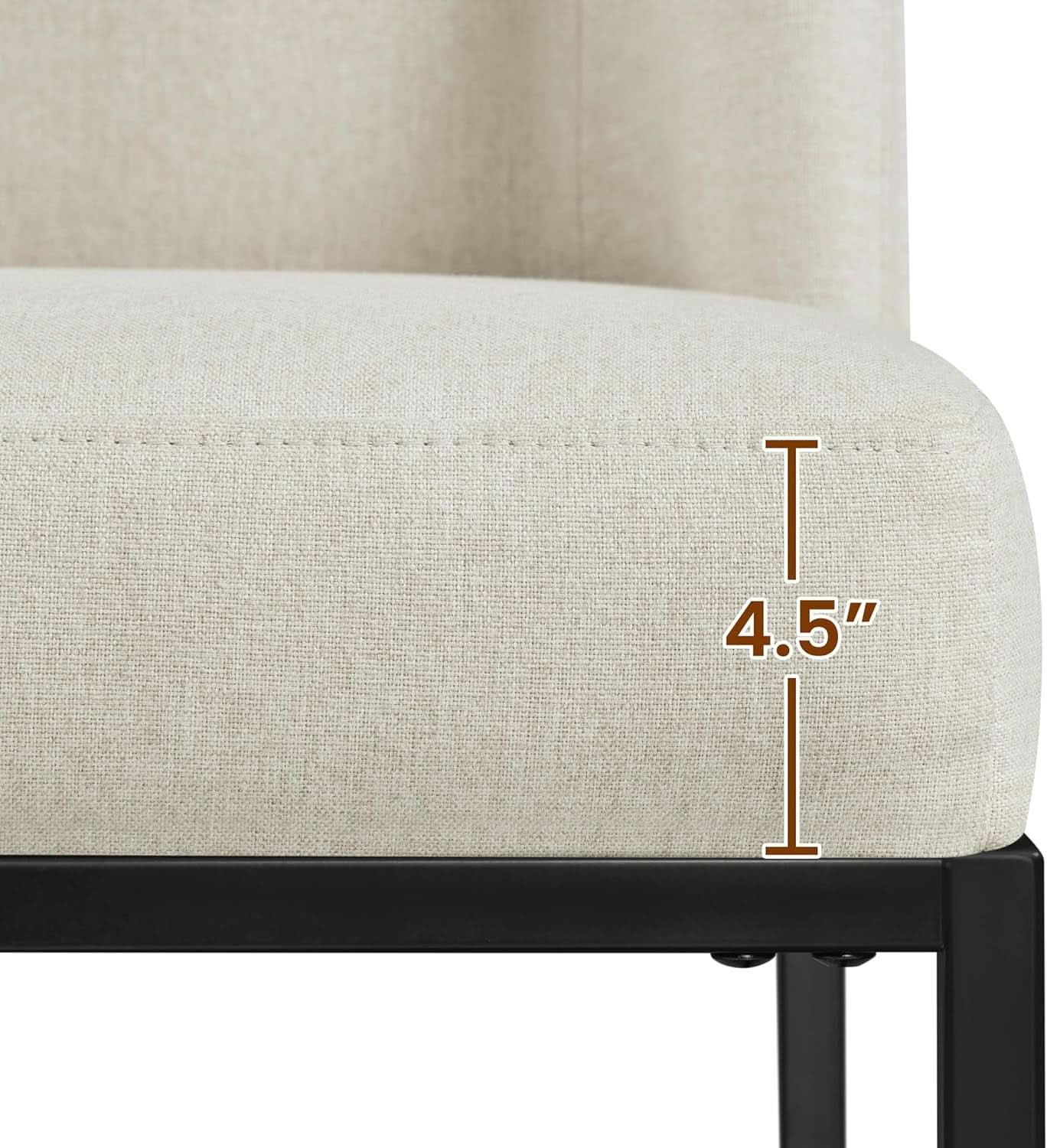Beige Upholstered Dining Chairs Mid Back With Metal Legs 2