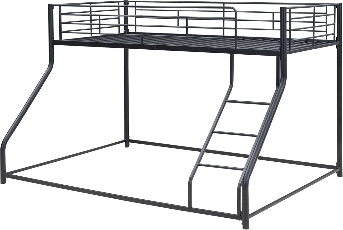 Heavy Duty Twin Over Queen Metal Bunk Bed In Black