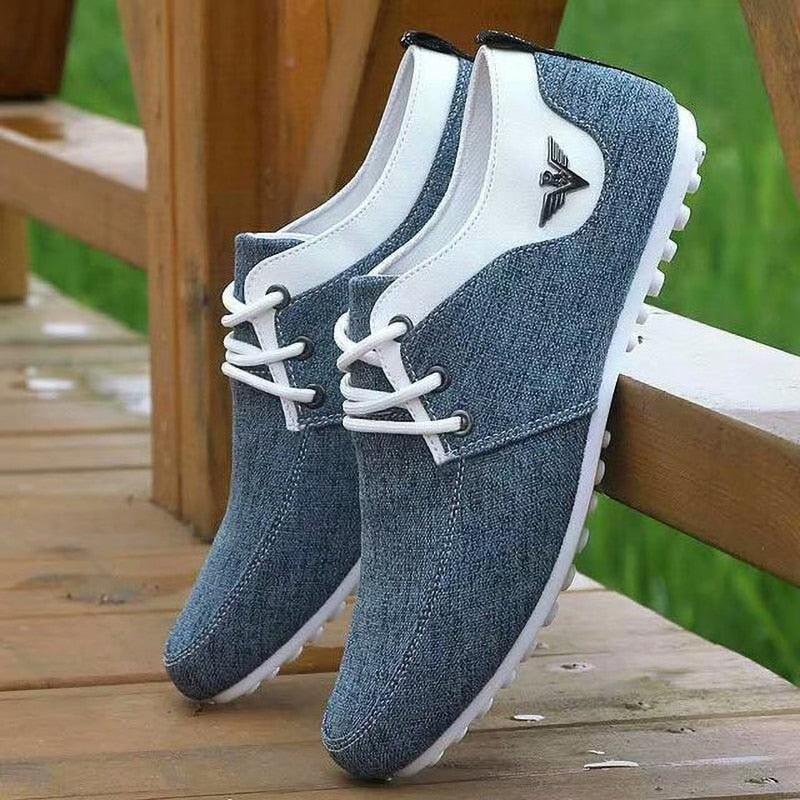 Elegant Casual Lace-Up Linen Cloth Breathable Men's Canvas Shoes