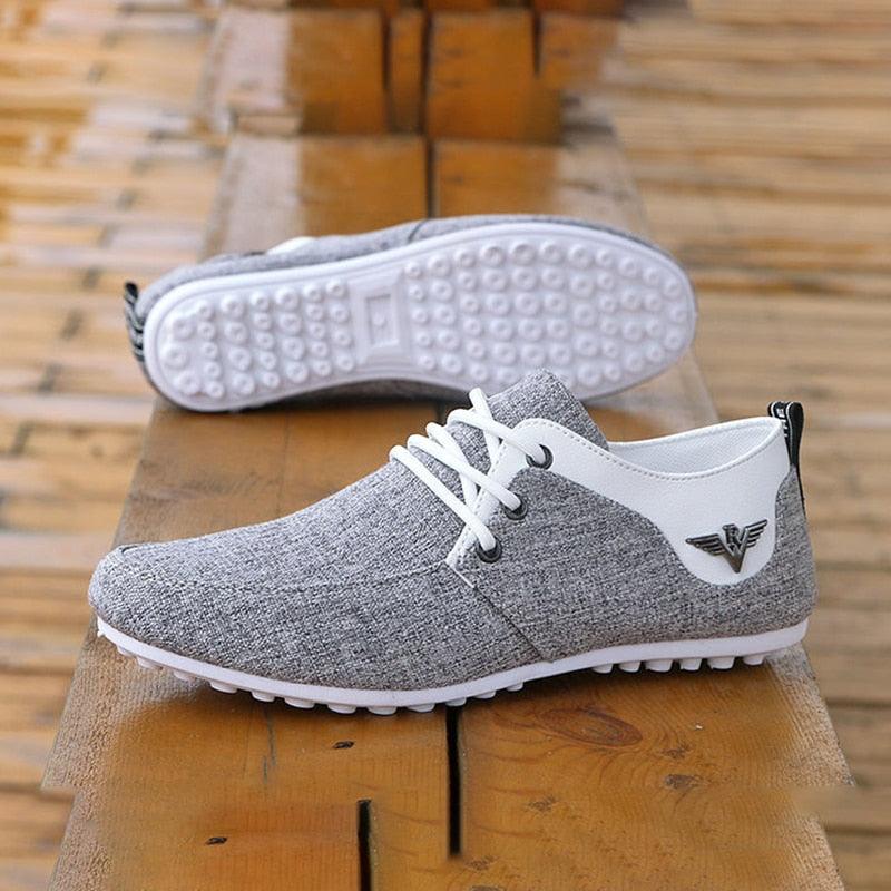 Elegant Casual Lace-Up Linen Cloth Breathable Men's Canvas Shoes