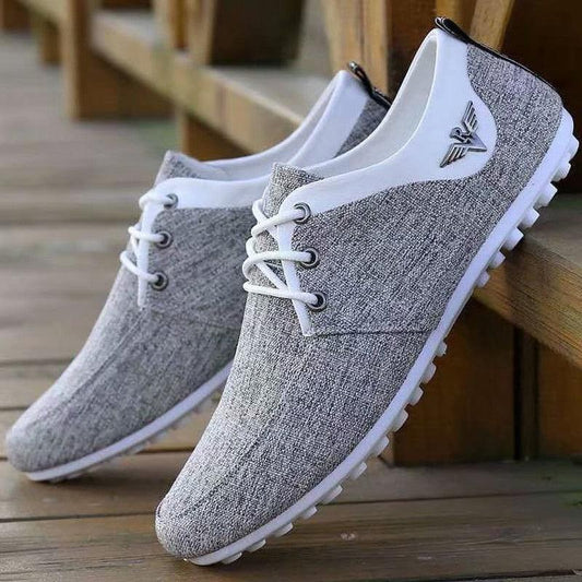 Elegant Casual Lace-Up Linen Cloth Breathable Men's Canvas Shoes