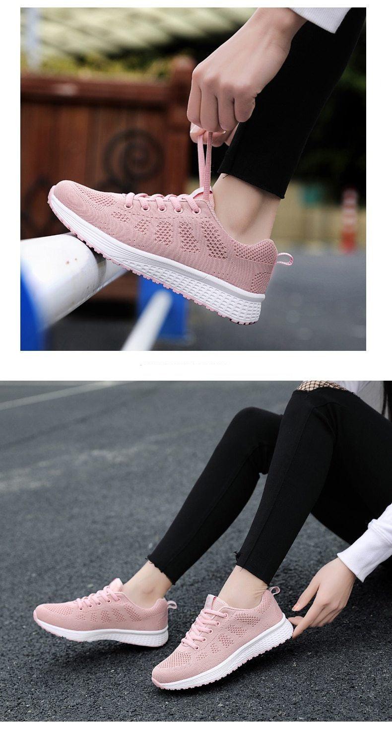 Elegant Sport Women's Summer Lace-Up Mesh Light Breathable Mesh Athletic Sneakers