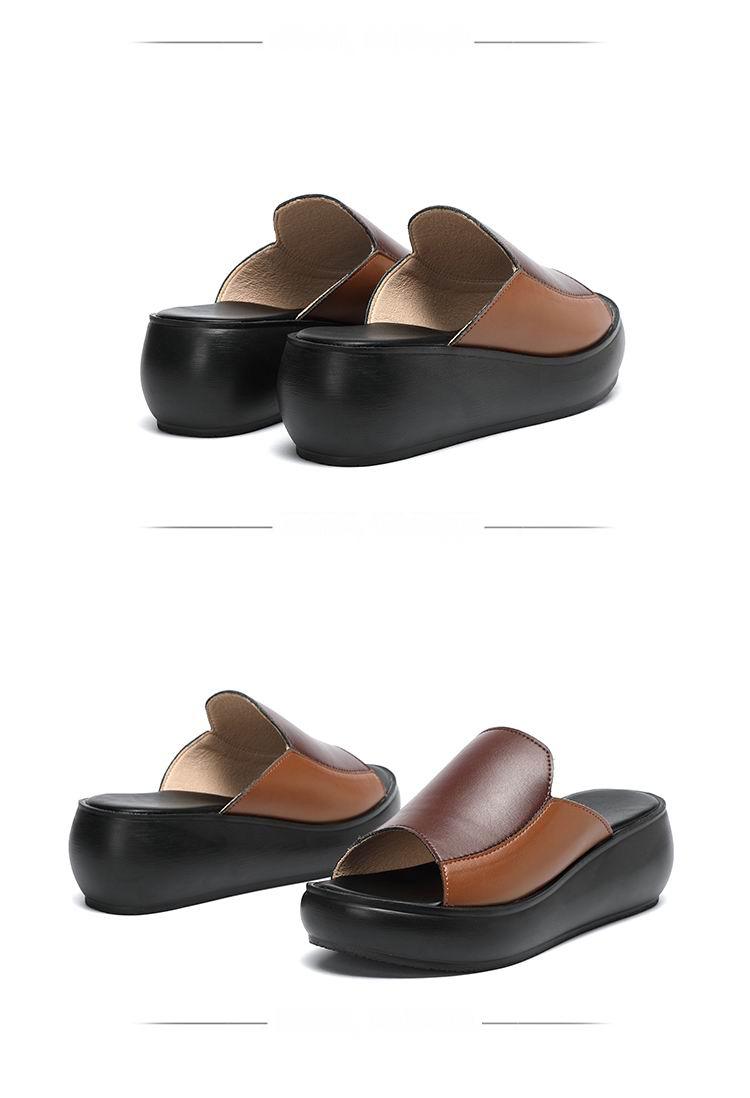Elegant Platform Summer Women Genuine Leather Slippers