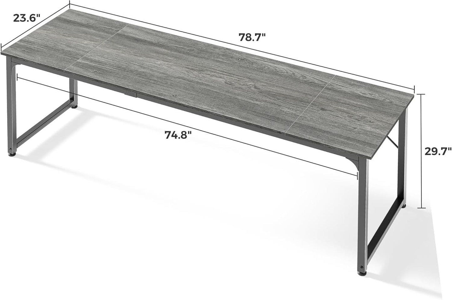 80 Inch Grey Gaming And Office Desk With Storage System